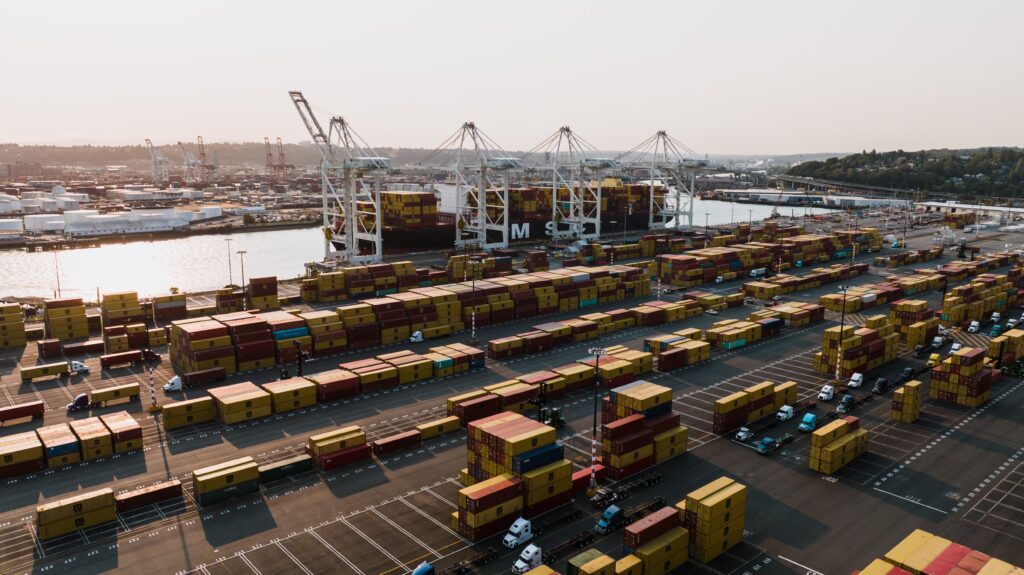 Brown and Yellow Cargo Containers on Port